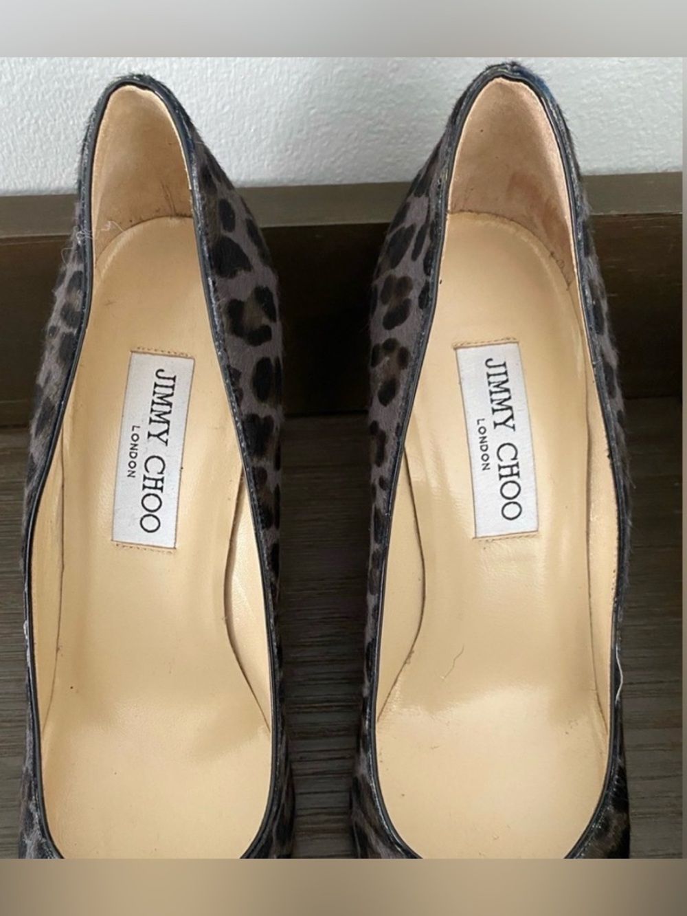 Jimmy Choo Leopard Print Pointed Toe Pumps - Brown & Black horse hair excellent - Picture 4 of 9